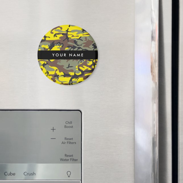 Yellow and Brown Camouflage Your name Personalize Magnet (In Situ (Fridge))