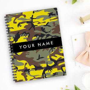 Yellow and Brown Camouflage Your name Personalize Notebook