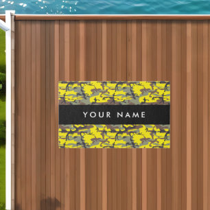 Yellow and Brown Camouflage Your name Personalize Outdoor Rug