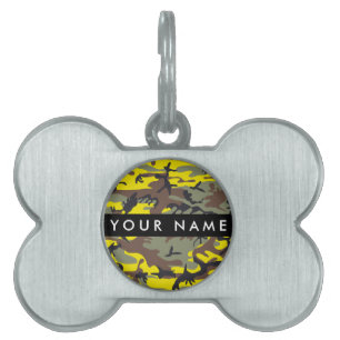 Yellow and Brown Camouflage Your name Personalize Pet ID Tag