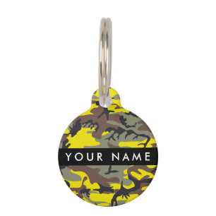 Yellow and Brown Camouflage Your name Personalize Pet ID Tag
