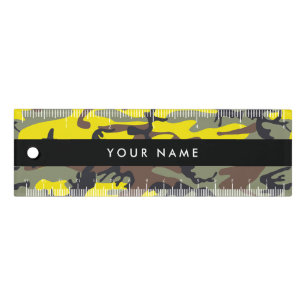 Yellow and Brown Camouflage Your name Personalize Ruler