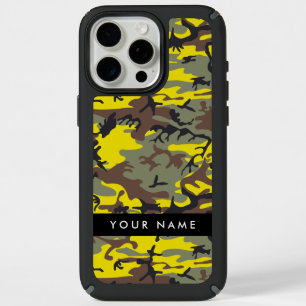 Yellow and Brown Camouflage Your name Personalize iPhone 15 Pro Max Case