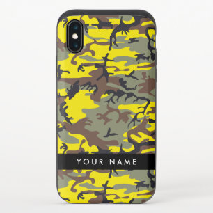 Yellow and Brown Camouflage Your name Personalize iPhone XS Slider Case