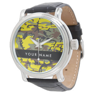 Yellow and Brown Camouflage Your name Personalize Watch