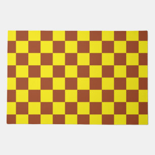 Yellow and Brown Checkered Style  Doormat