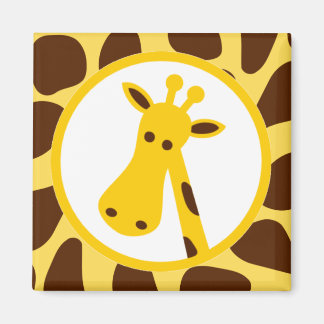Yellow and Brown Giraffe Spots and Giraffe Head Magnet