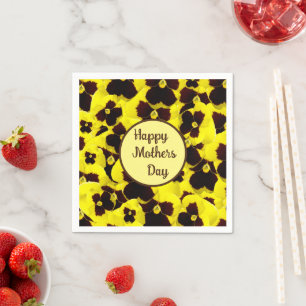 Yellow And Brown Pansies Mothers Day, Napkins