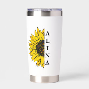 Yellow and Brown Simple Sunflower Insulated Tumbler