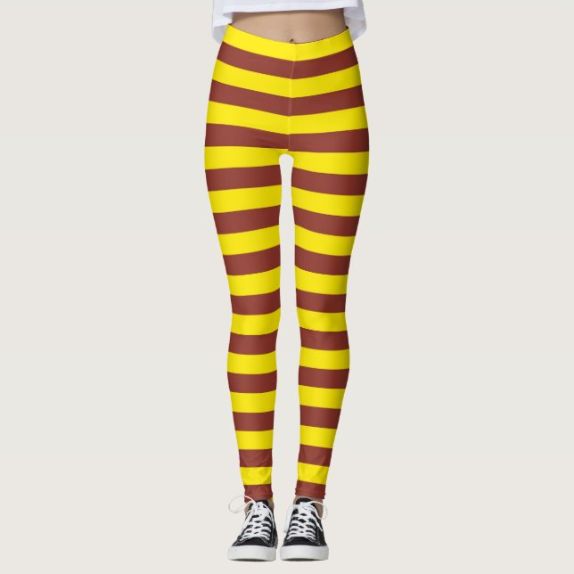 Yellow and Brown Stripes Design Leggings