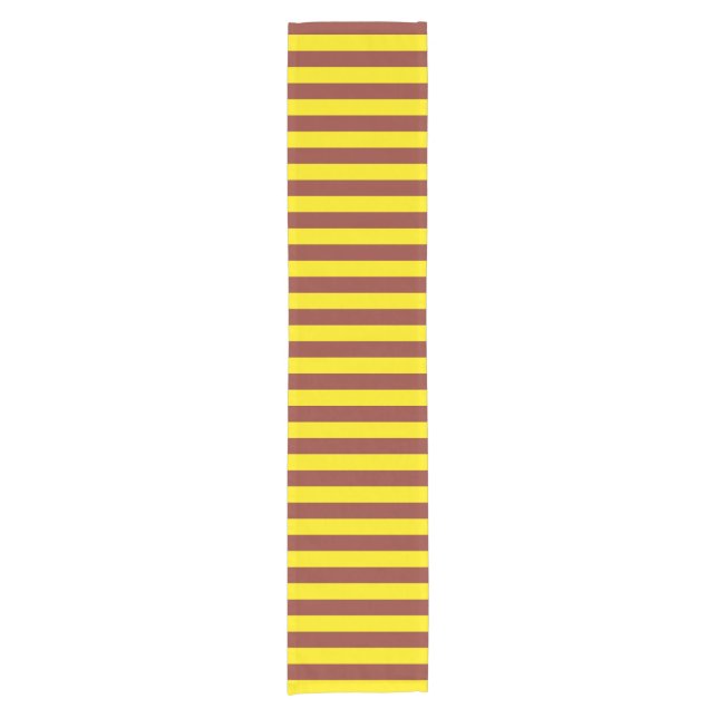 Yellow and Brown Stripes Design Short Table Runner (Front)