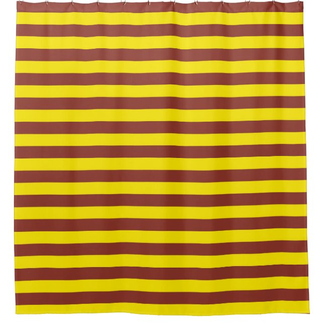 Yellow and Brown Stripes Design Shower Curtain (Front)