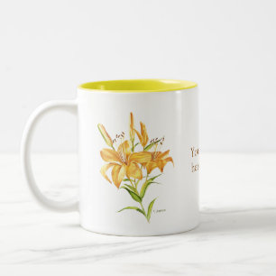 Yellow and brown tiger lily with saying Mug
