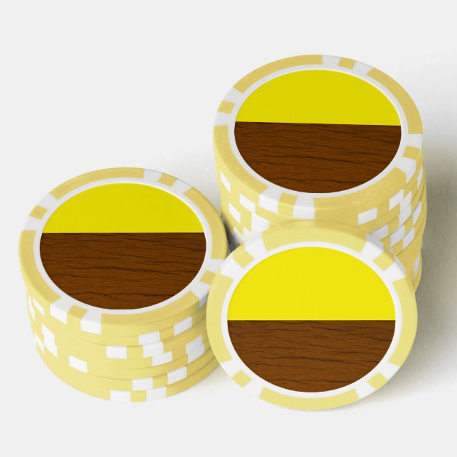 Yellow and brown wood poker chips (Stack)