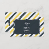 Yellow and Charcoal Grey Stripes Business Card (Front/Back)