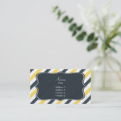 Yellow and Charcoal Grey Stripes Business Card (Standing Front)