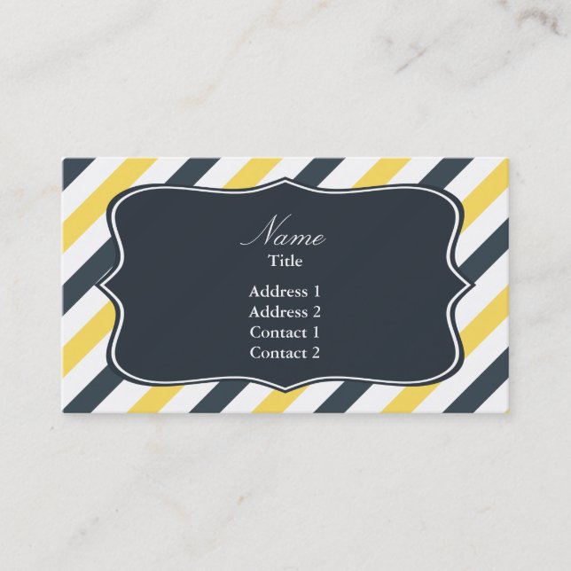 Yellow and Charcoal Grey Stripes Business Card (Front)