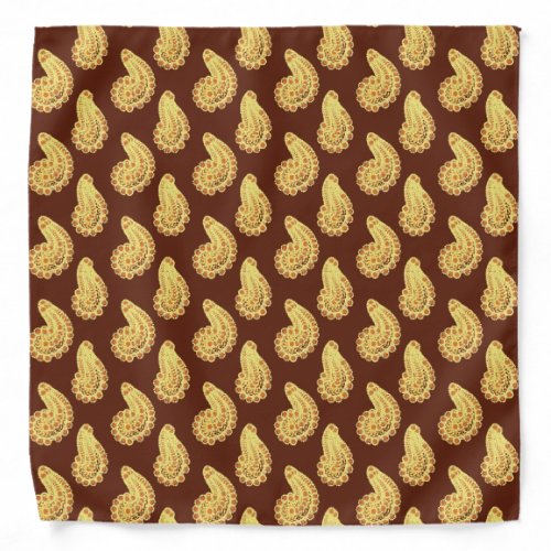 Yellow and chocolate brown paisley bandana