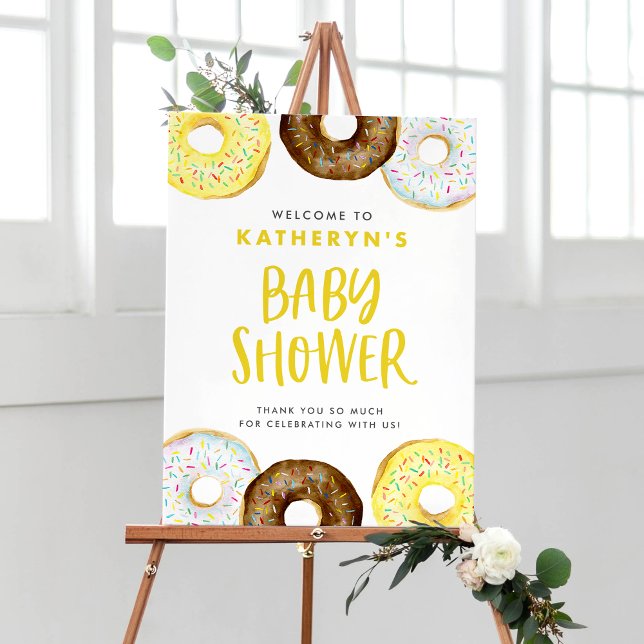 Yellow and Chocolate Donuts Baby Shower Welcome Poster (Creator Uploaded)