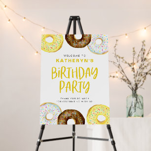 Yellow and Chocolate Donuts Birthday Welcome Foam Board
