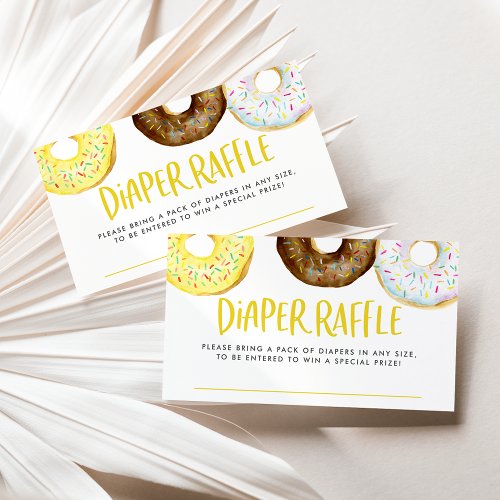 Yellow and Chocolate Sprinkle Donuts Diaper Raffle Enclosure Card
