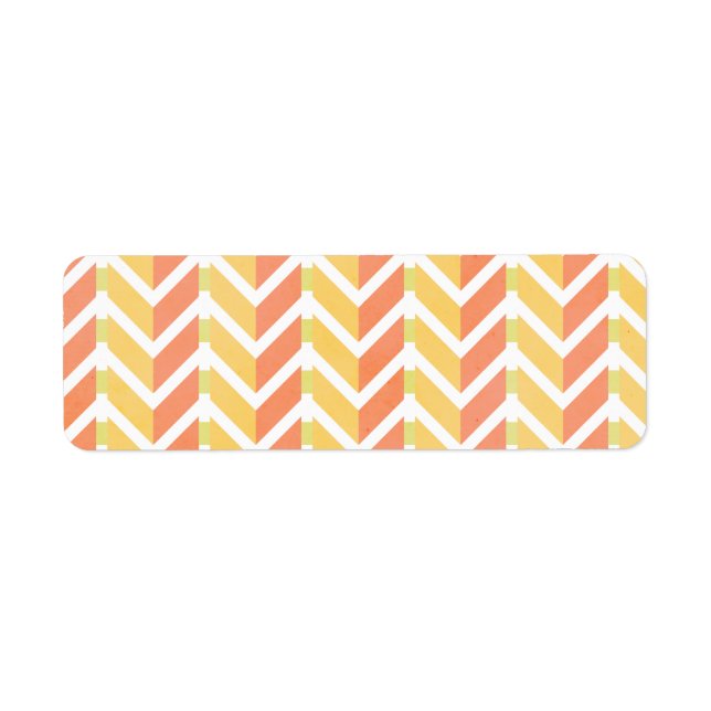 Yellow and coral chevron 3D pattern Label (Front)