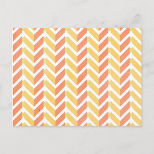 Yellow and coral chevron 3D pattern Postcard