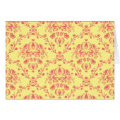 Yellow and Cranberry Pink Damask (Front Horizontal)