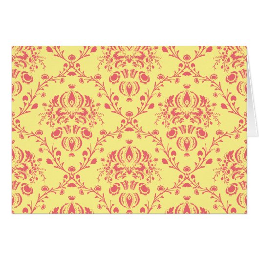 Yellow and Cranberry Pink Damask (Front Horizontal)