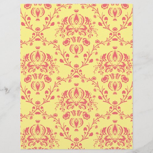 Yellow and Cranberry Pink Damask (Front)