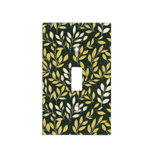 Yellow and Cream Leafy Branches Pattern Light Switch Cover