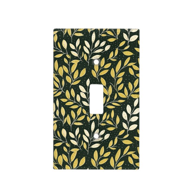 Yellow and Cream Leafy Branches Pattern  Light Switch Cover (Front)