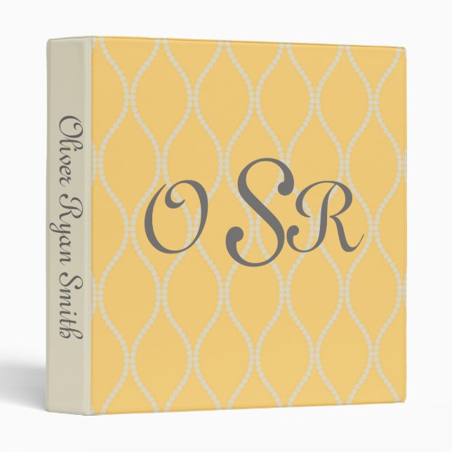 Yellow and Cream Monogram Baby Album Binder (Front/Spine)