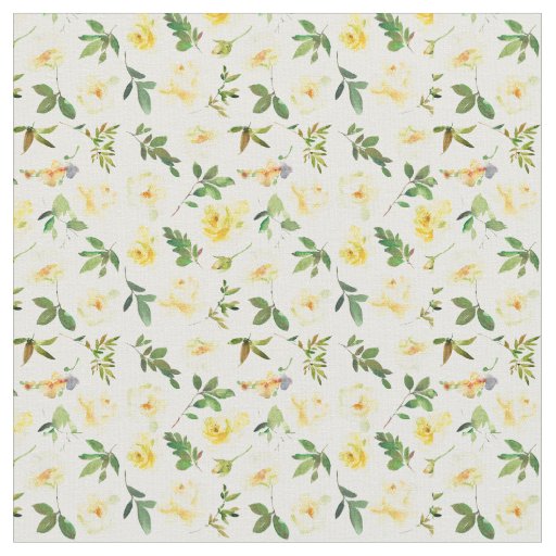 Yellow and Cream Roses Floral Pattern Cotton  Fabric
