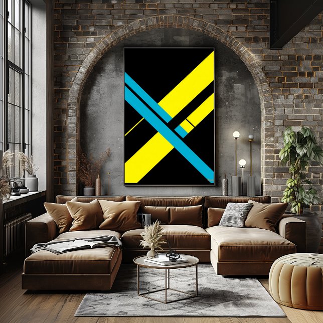 Yellow and Cyan X Bauhaus Minimalist Design Poster (Creator Uploaded)