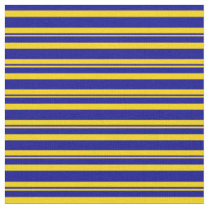 Yellow and Dark Blue Lines/Stripes Pattern Fabric