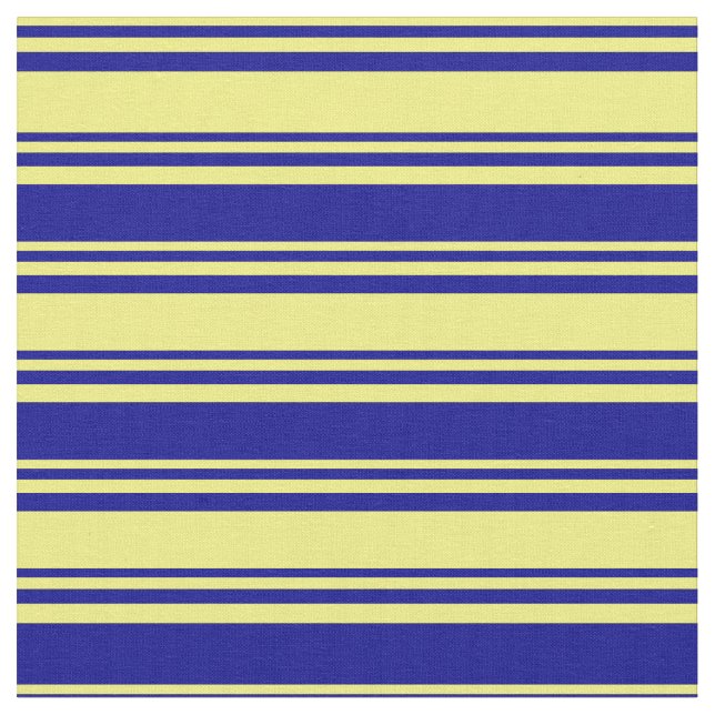 Yellow and Dark Blue Striped Pattern Fabric (Close Up)
