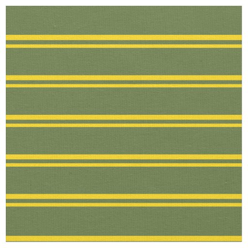 Yellow and Dark Olive Green Colored Lines Fabric