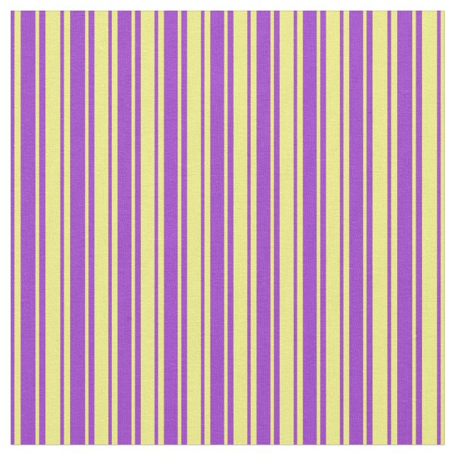 Yellow and Dark Orchid Stripes Pattern Fabric (Close Up)