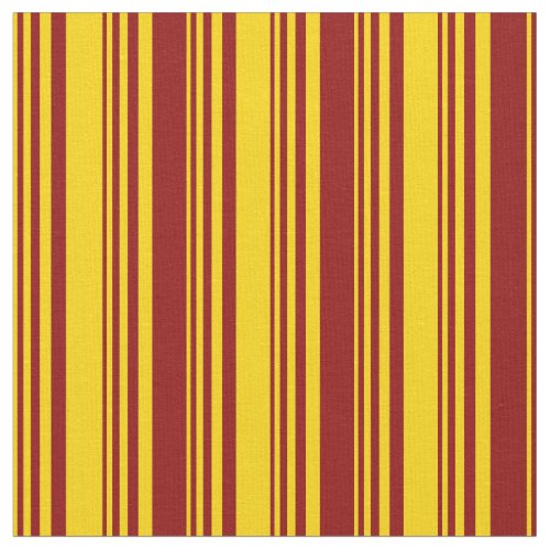 Yellow and Dark Red Striped Pattern Fabric
