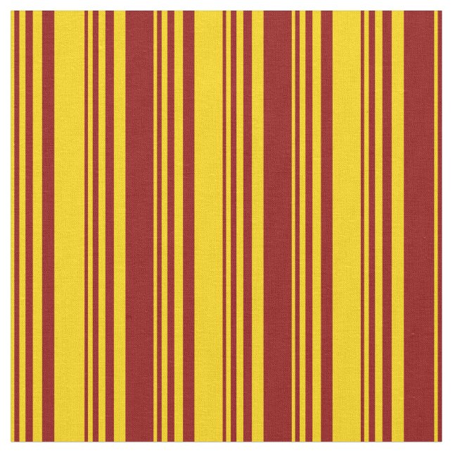 Yellow and Dark Red Striped Pattern Fabric (Close Up)