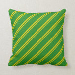 [ Thumbnail: Yellow and Forest Green Colored Pattern Pillow ]
