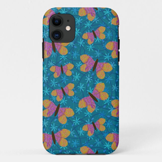 Yellow and Fuschia Butterflies iPhone 5 Case (Back)