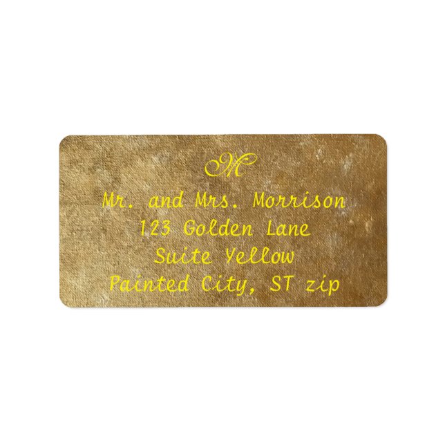 Yellow and Gold Blended Monogram Address Labels (Front)