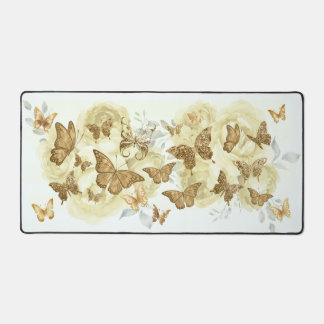 Yellow and Gold Butterfly Desk Mat