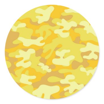 Yellow and Gold Camo Design Classic Round Sticker Yellow and Gold Camo Design Classic Round Sticker