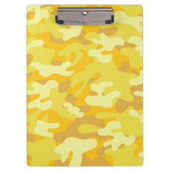 Yellow And Gold Camo Design Clipboard by greatgear at Zazzle
