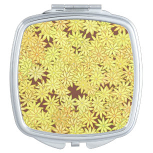Yellow and gold Daisies on Chocolate Brown Compact Mirror