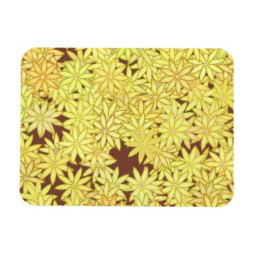 Yellow and gold Daisies on Chocolate Brown Magnet