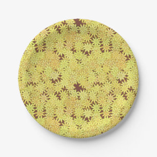 Yellow and gold Daisies on Chocolate Brown Paper Plates
